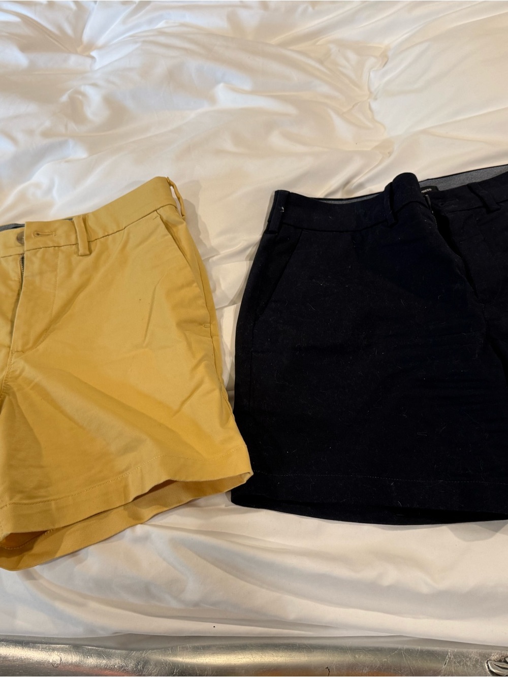 Express Men’s Flat Front Shorts in Mustard Yellow and Black
